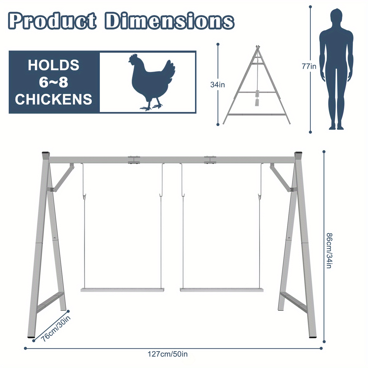 Chicken Swing Coop Toy Metal Perch for Backyard Hens Roosters Parrots Rabbits Promotes Exercise Balance for Garden, Patio and Yard Use