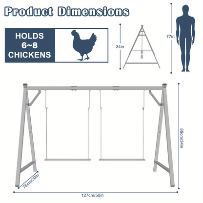Chicken Swing Coop Toy Metal Perch for Backyard Hens Roosters Parrots Rabbits Promotes Exercise Balance for Garden, Patio and Yard Use