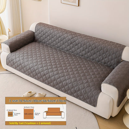 Sofa Cover Three-Piece Soundwave Embossed Set with Sofa Panel, Two Armrest Covers and Backing Mat