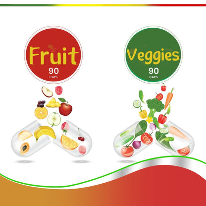 Superfood Capsules Fruits & Vegetables, 90 Fruit + 90 Veggie Capsules per Set for Bath Time, Home Spa and Personal Care