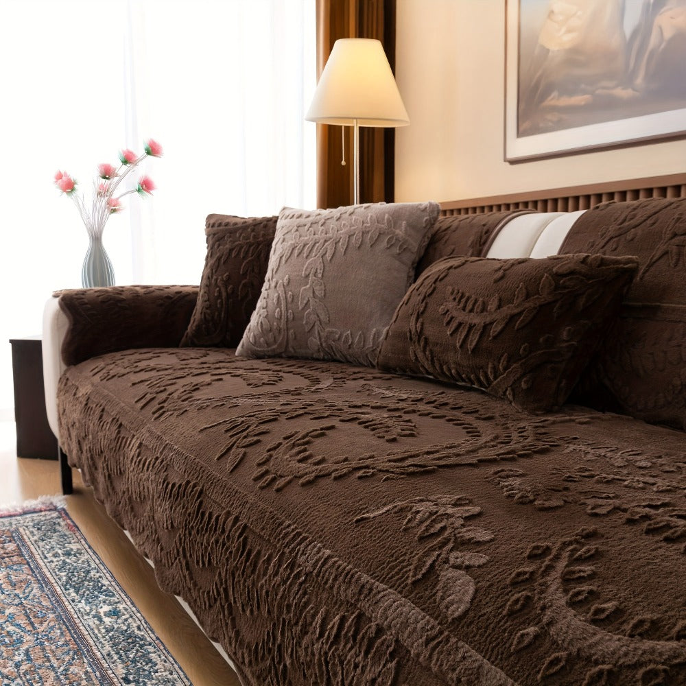 Sofa Cover Quilted Plush-Texture Panels in 35.5-Inch Width for 1 to 4 Seats, Backrest or Armrest