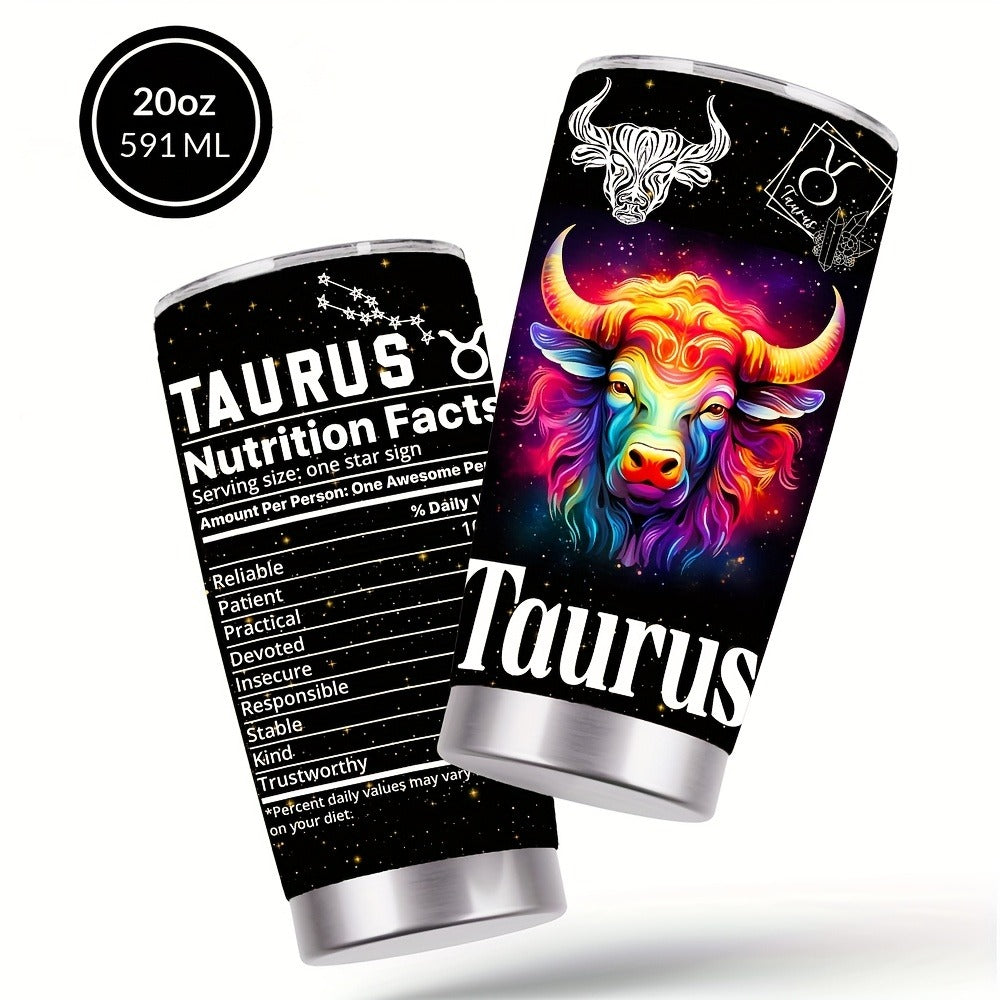 Insulated Tumbler 20oz Zodiac Sign 304 Stainless Steel with Lid, Straw and 12 Horoscope Options