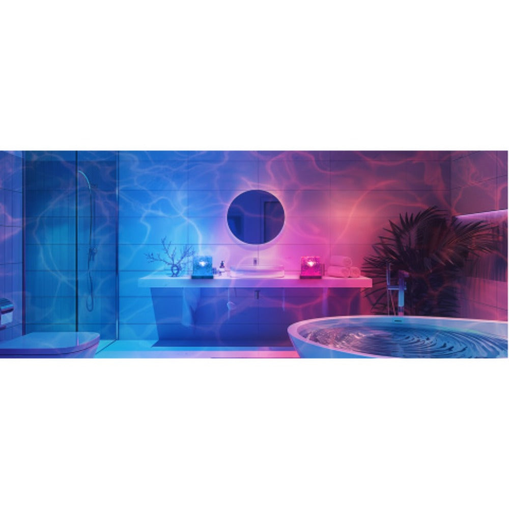 Compact Cube Projection Night Light with Textured Top, Touch Button, Remote and USB Charging
