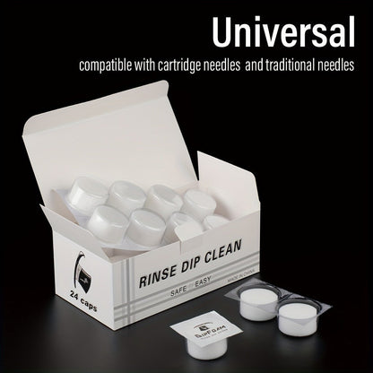 Tattoo Needle Dip Clean Cups 24pcs Foam Liner, Odorless Non-Electric Safe Cleaning for Cartridge & Traditional Needles