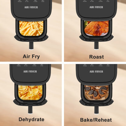 6 Quart Air Fryer with 8 Preset Functions – 6-in-1 Large Capacity Air Fryer Oven with Smart Cook Program, Stainless Steel Rack