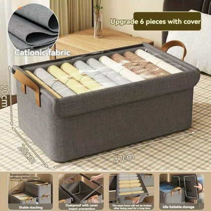 Foldable Fabric Storage Box with Side Handles, 47 x 28 x 20cm Size and Three Color Options
