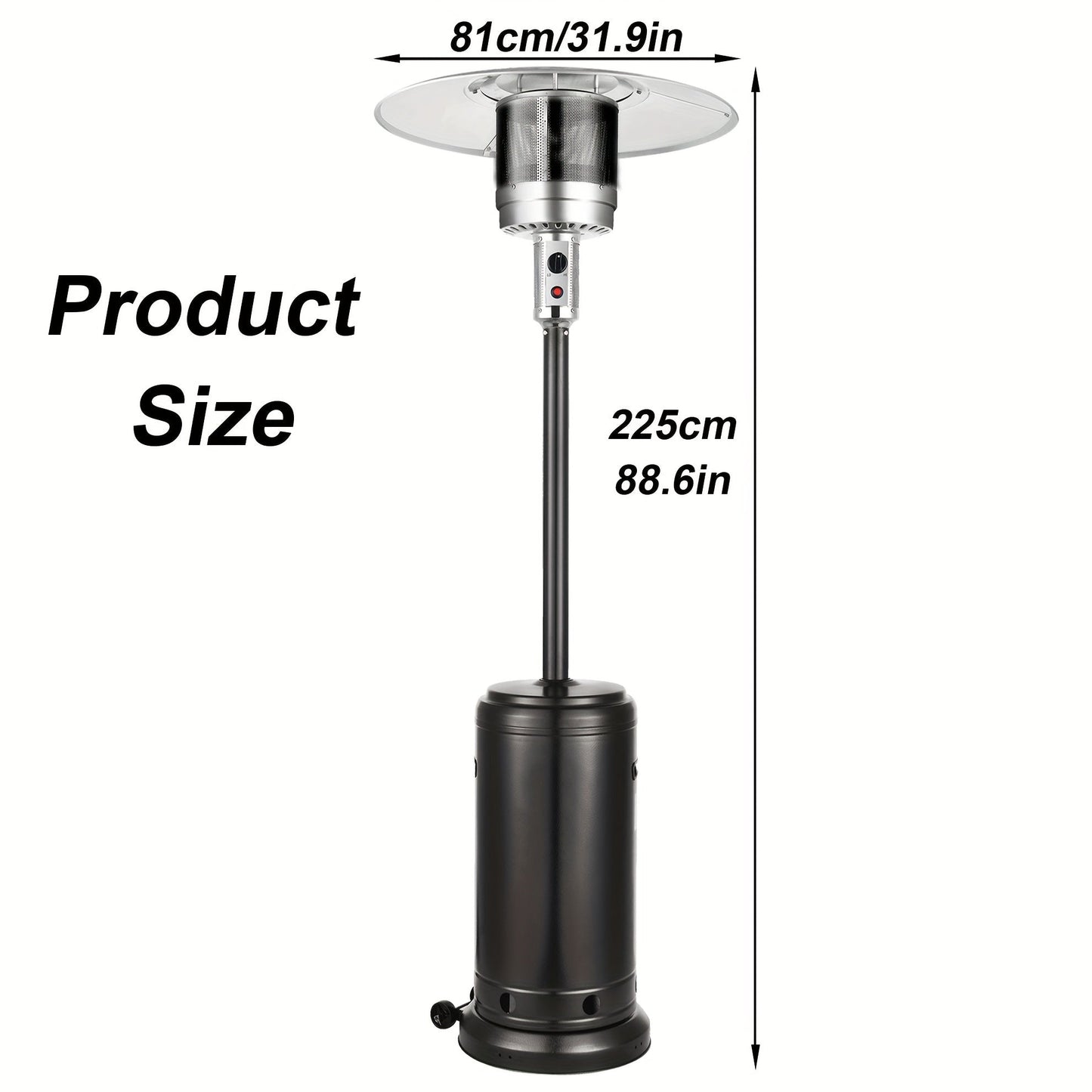 Patio Heater, Propane Outdoor Standing Stainless Steel Garden Party for Garden, Patio and Yard Use