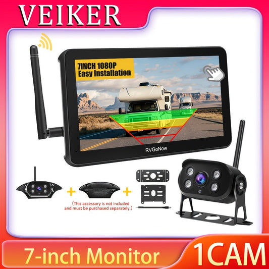 RV Backup Camera Wireless System – 7" HD 1080P Touchscreen Monitor, Night Vision, BSD Blind Spot Detection, 4-Channel, Furrion Compatible