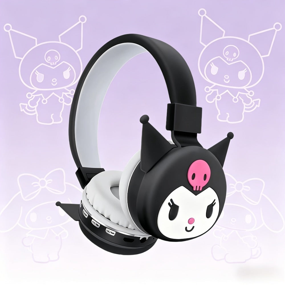 Sanrio Kuromi My Melody Cute Wireless Headset Foldable Portable Smart Call Anime for Bedside Audio, Alarms and Room Entertainment