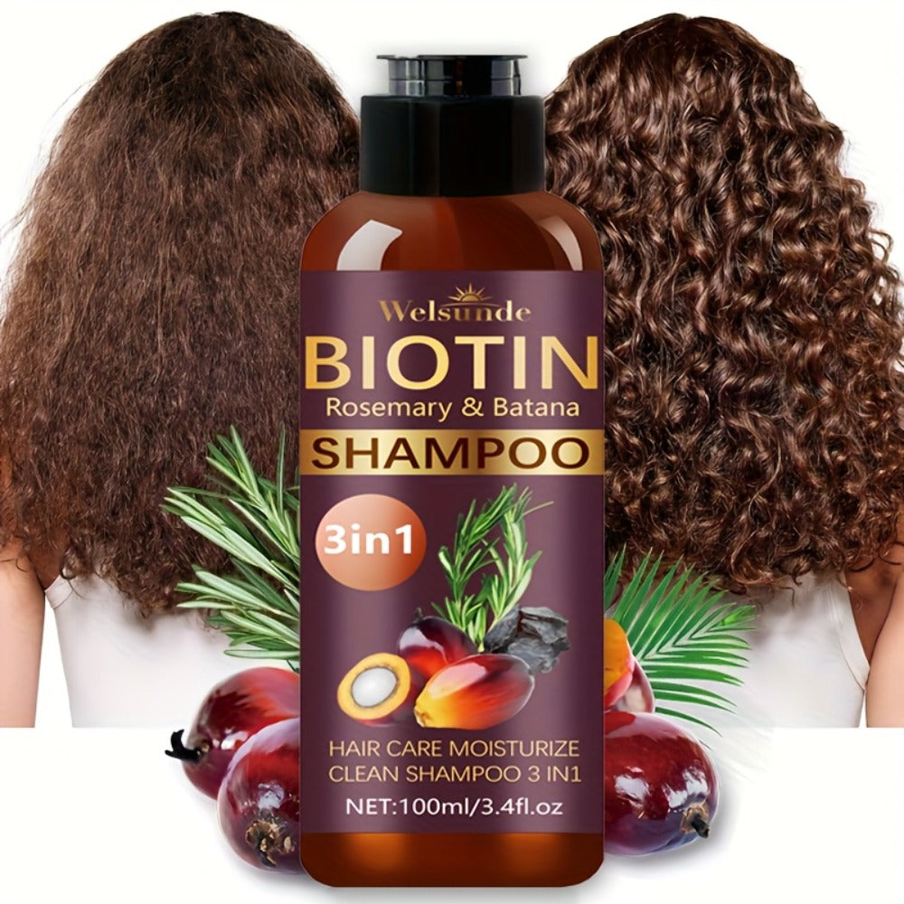 Biotin & Batana Oil Shampoo 2-Pack with Rosemary Extract – 3-in-1 Deep Moisture, Scalp Revitalizer & Damaged Hair Repair