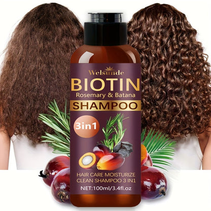Biotin & Batana Oil Shampoo 2-Pack with Rosemary Extract – 3-in-1 Deep Moisture, Scalp Revitalizer & Damaged Hair Repair