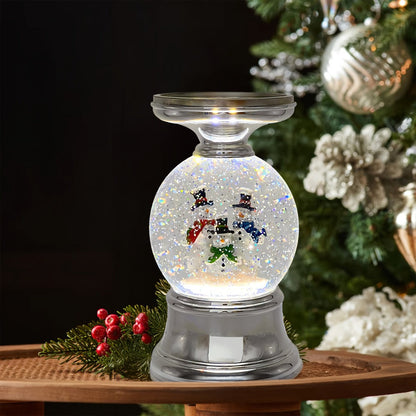 Snowman Water Globe Candle Holder Pedestal Compatible with Bath & Body Works 3-Wick Candles – Winter Christmas Centerpiece Table Decor
