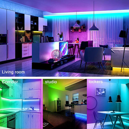 Color Changing LED Strip Lights RGB Music Sync App Remote Control 16 Million Colors Dimmable Timer DIY Smart Light Strip for Bedroom Living