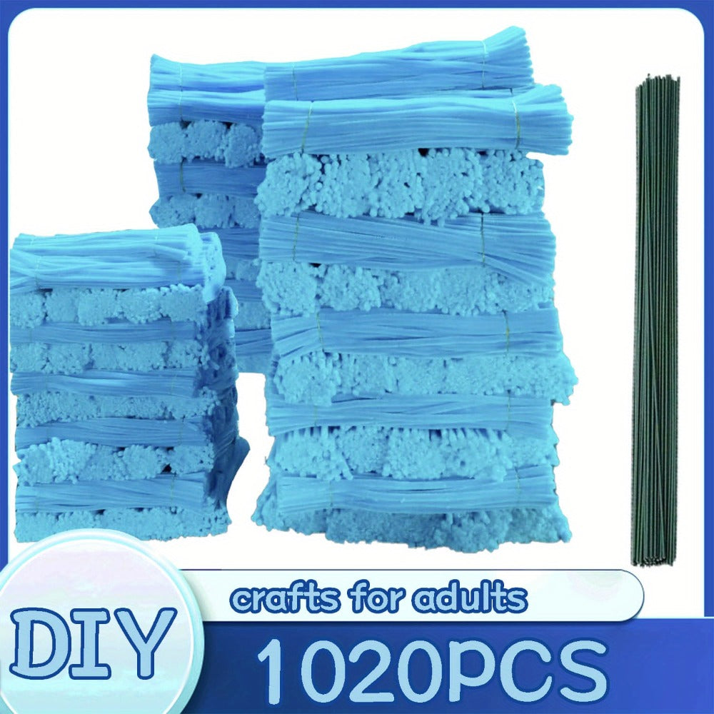 Pipe Cleaners 1020pcs Chenille Stems 20 Colors, Upgraded Thick Fuzzy Sticks with Patterned Rods for Kids Adults Teachers