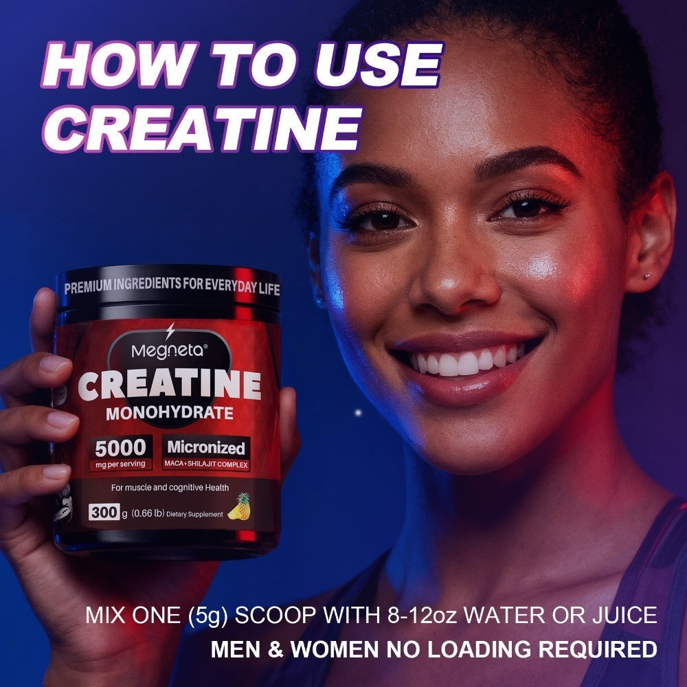Micronized Creatine Monohydrate 5000mg Powder 300g 60 Servings, No Artificial Sweeteners or Flavors