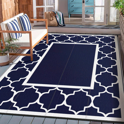 Outdoor Reversible Plastic Straw Rug for Patio Deck RV Camping – Waterproof UV-Resistant Lightweight Mat, Multiple Sizes & Colors