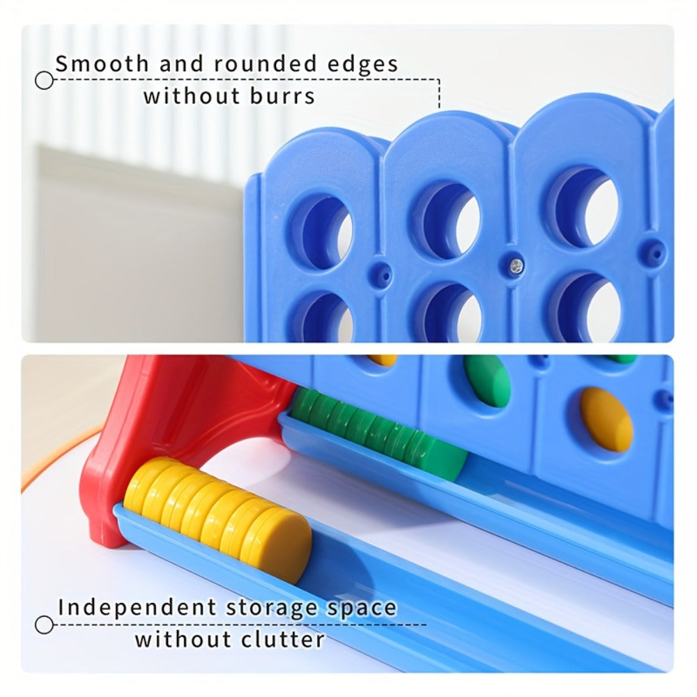 Height Adjustable Giant Connect 4 Game 33-37 Inch, Jumbo 4-in-a-Row Outdoor Yard Game with Quick Release Slider for Teens