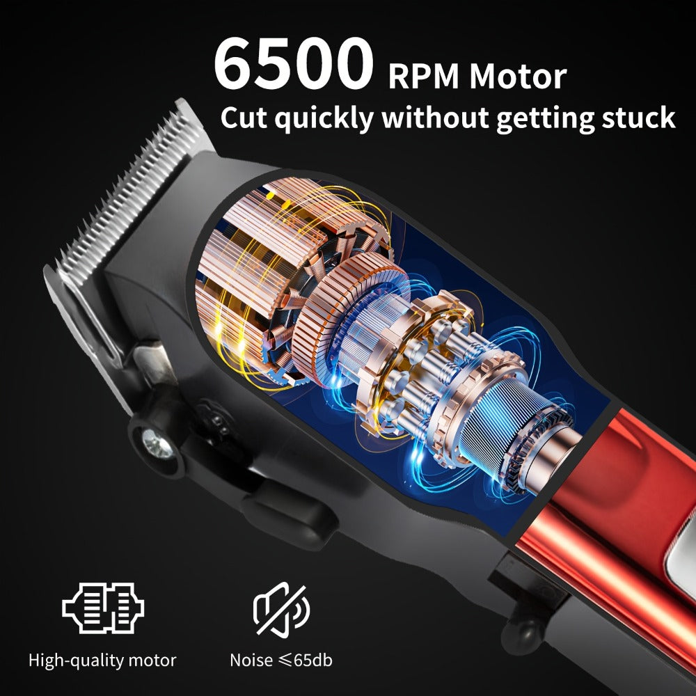 900mAh LCD Hair Clippers for Men – USB Rechargeable Cordless Electric Trimmer with Limit Combs & Cleaning Brush