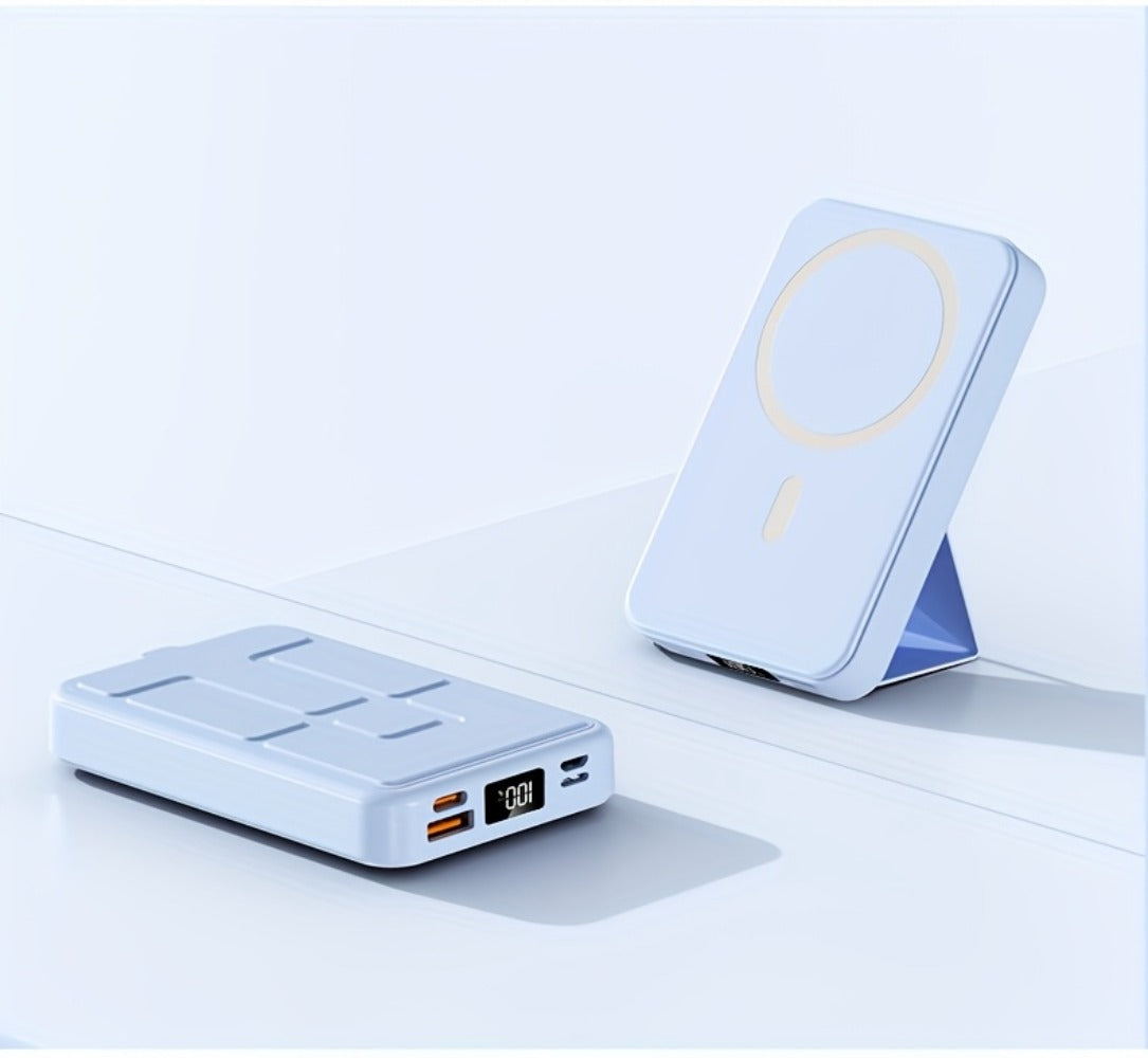 10000mAh Magnetic Power Bank with Folding Kickstand, Percentage Display and Multiple Charging Ports