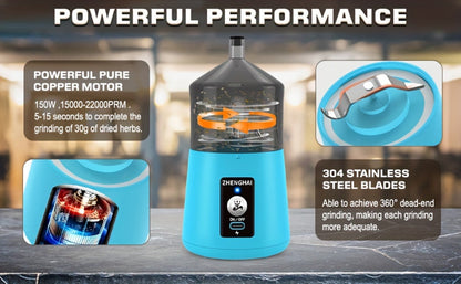Electric Herb Grinder 150W USB-C Rechargeable - Dual Mode Pulse & Auto, Fast Grinding Dry Spices & Herbs