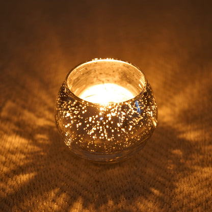 Round Glass Votive Candle Holder Sets in Gold, Pink, Silver or Green with 6-, 12- or 24-Piece Options