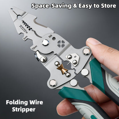 18-in-1 High-Carbon-Steel Folding Wire Stripping Pliers with Cutter, Crimper and Puller for Electrical DIY