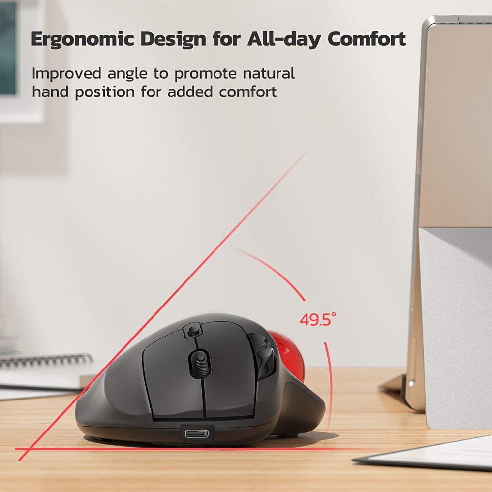 Wireless Trackball Mouse Rechargeable Thumb Control 3 Device Connection 2.4G USB Receiver for an Everyday Personal Care Routine
