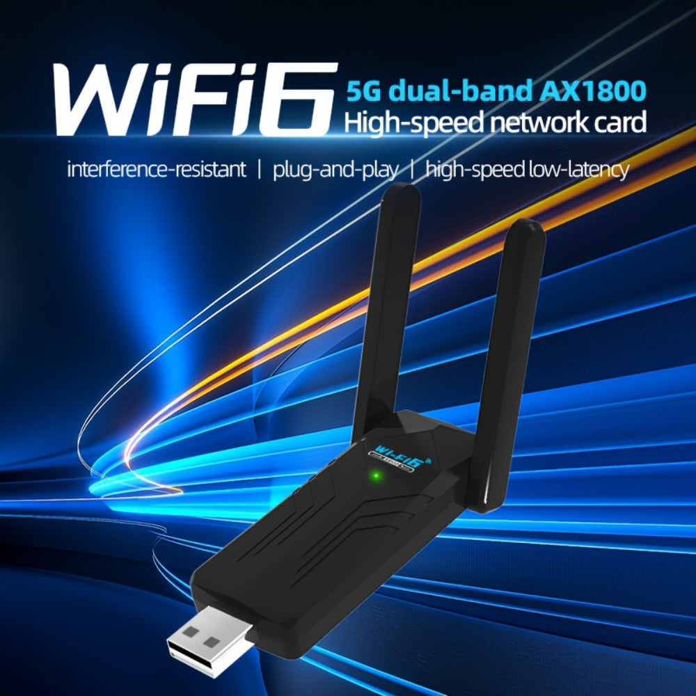 1800Mbps USB WiFi Adapter for PC Desktop Laptop with Dual 5dBi Antennas, 5GHz & 2.4GHz Dual Band Wireless Network Adapter