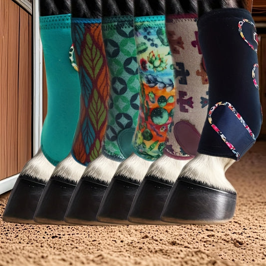 Horse Leg Wraps & Sports Boots – Ultra-Breathable Impact-Resistant Protective Boots for Front & Rear Legs, Endurance Training, 5 Patterns