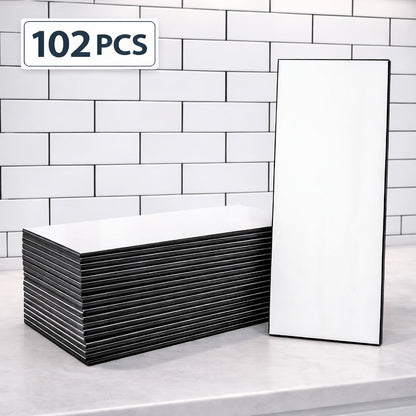 Peel and Stick Subway Tiles 102 Pieces 3x6 Inch Glossy White PVC Self Adhesive Kitchen for Entryways, Bedrooms and Living Spaces
