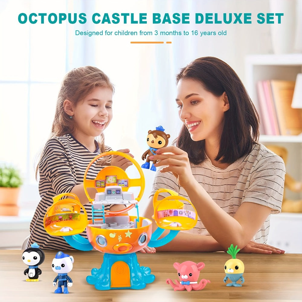 Octonauts Octopod Castle Adventure Playset, 8 Action Figures Glow Stickers Light Sound Effects