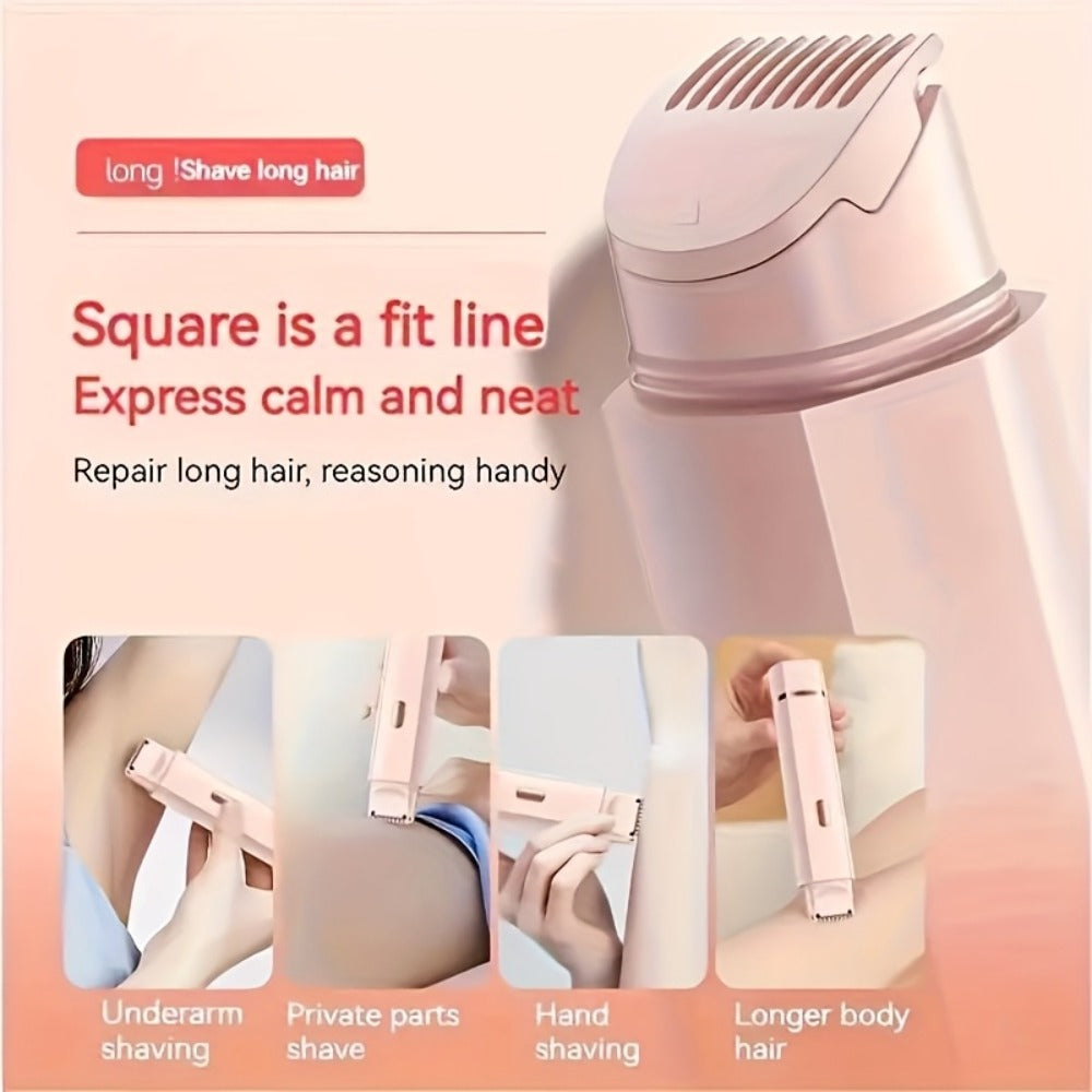 Bikini Trimmer Electric 2-in-1 Rechargeable Dual-Head Face Shaver for Women – Stainless Steel Blade USB Cordless Hair Remover for Bikini
