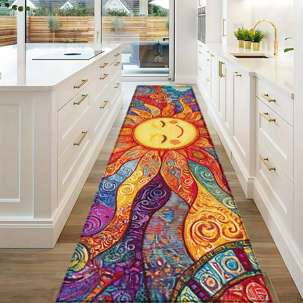 Boho Runner Rug Mandala Polyester Kitchen Hallway Mat Sun Totem Colorful Pattern Living Room Bathroom 5 Designs