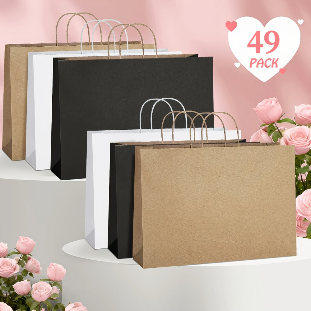 Shopping Bags with Handles 49pcs | 16x6x12 Inch Large Retail Gift Bags Bulk | Clothing Boutique Bags for Birthday, Wedding, Mother's Day