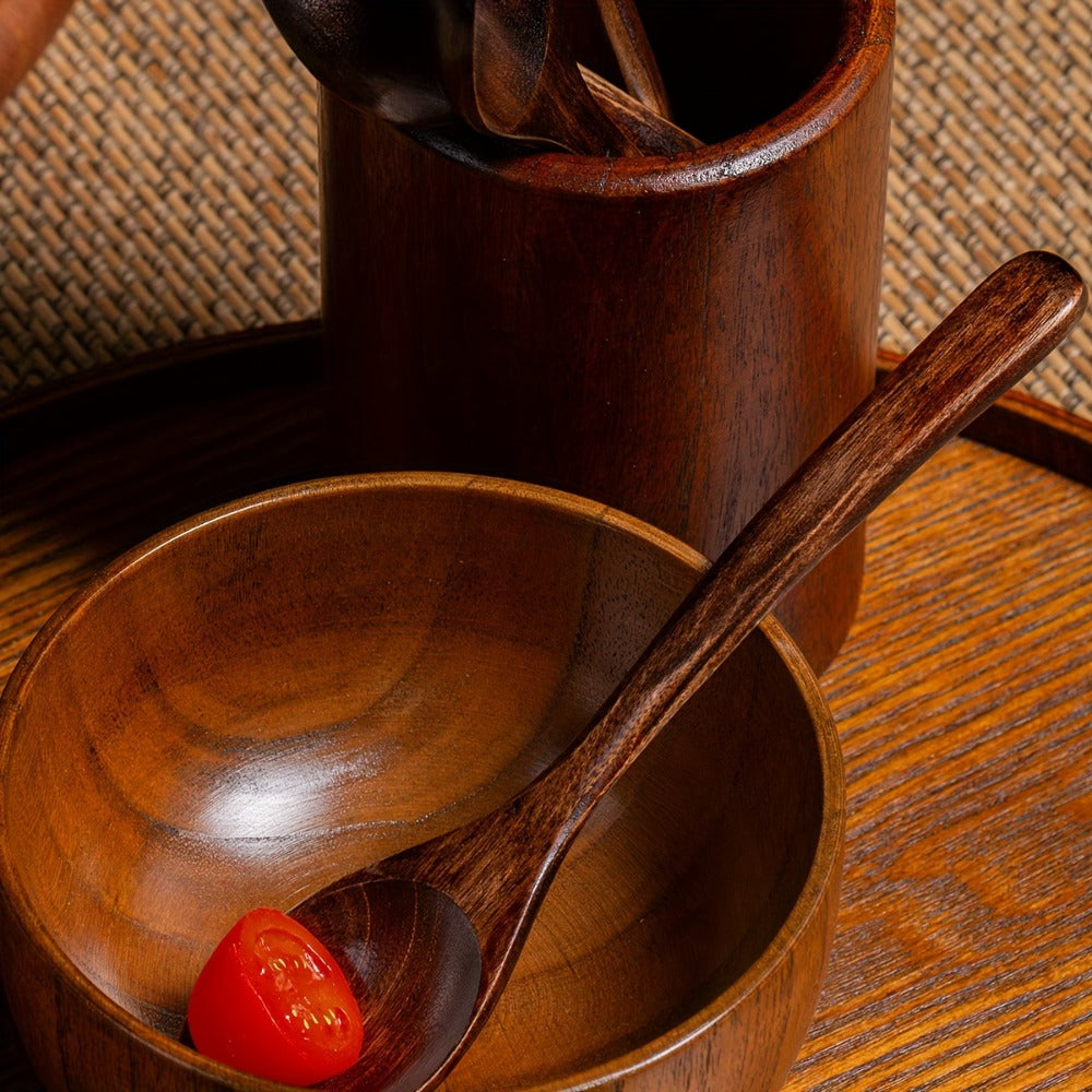 Kitchen Utensils Set of Eight 7.28in Natural Wood Spoons for Coffee, Tea, Dessert and Table Serving