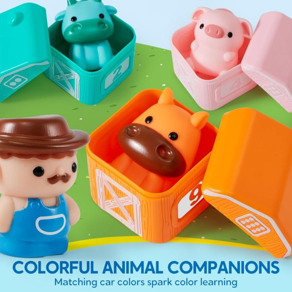 Farm Number Train Learning Toy for Toddlers with 9 Farm Animals & Farmer with the Listed Color, Size or Set Options for Everyday Use