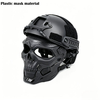 Costume Accessories Tactical Helmet and Skull Mask Set with ABS Shell, Adjustable Dial and Black Finish