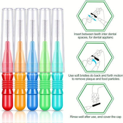 Interdental Brush Picks 350 Pack Soft Floss Dental Toothpick Cleaners Mixed Color – Oral Care Flosser Refill