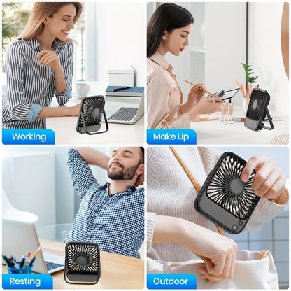 USB Desk Fan Battery Operated, 2000mAh & 5000mAh Rechargeable Mini Personal Fan, 4-Speed Adjustable