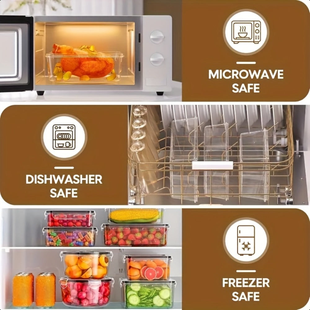Food Storage Containers with Lids, 10- or 40-Piece PP Set with Easy-Snap Lids, Labels and Markers in Two Colors