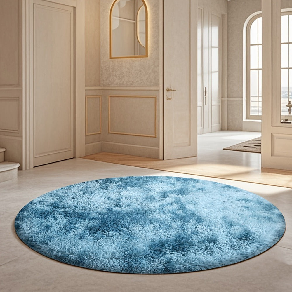 Area Rug Fluffy Faux-Fur Shag in Solid, Tie-Dye and Ombre Colors with Six available Room Sizes