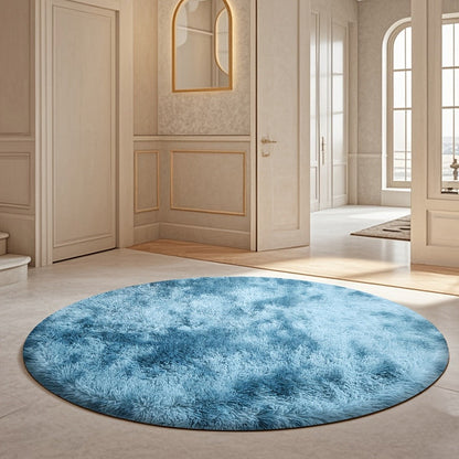 Area Rug Fluffy Faux-Fur Shag in Solid, Tie-Dye and Ombre Colors with Six available Room Sizes