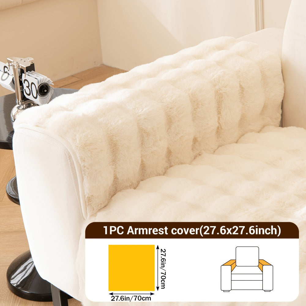 Sofa Cover Bubble Faux Rabbit Fur Panels with Silicone-Dot Backing for Seat, Armrest or Backrest