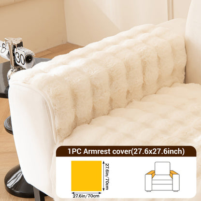 Sofa Cover Bubble Faux Rabbit Fur Panels with Silicone-Dot Backing for Seat, Armrest or Backrest