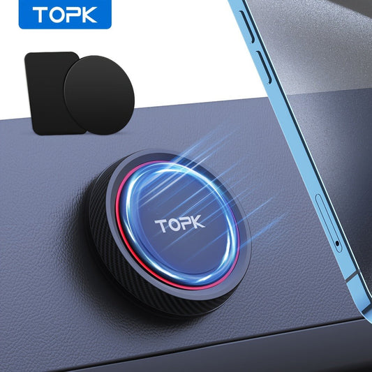 Two-Pack Magnetic Car Phone Mount with Round 4.6cm Heads, Short Bodies and Black Adhesive Dashboard Bases