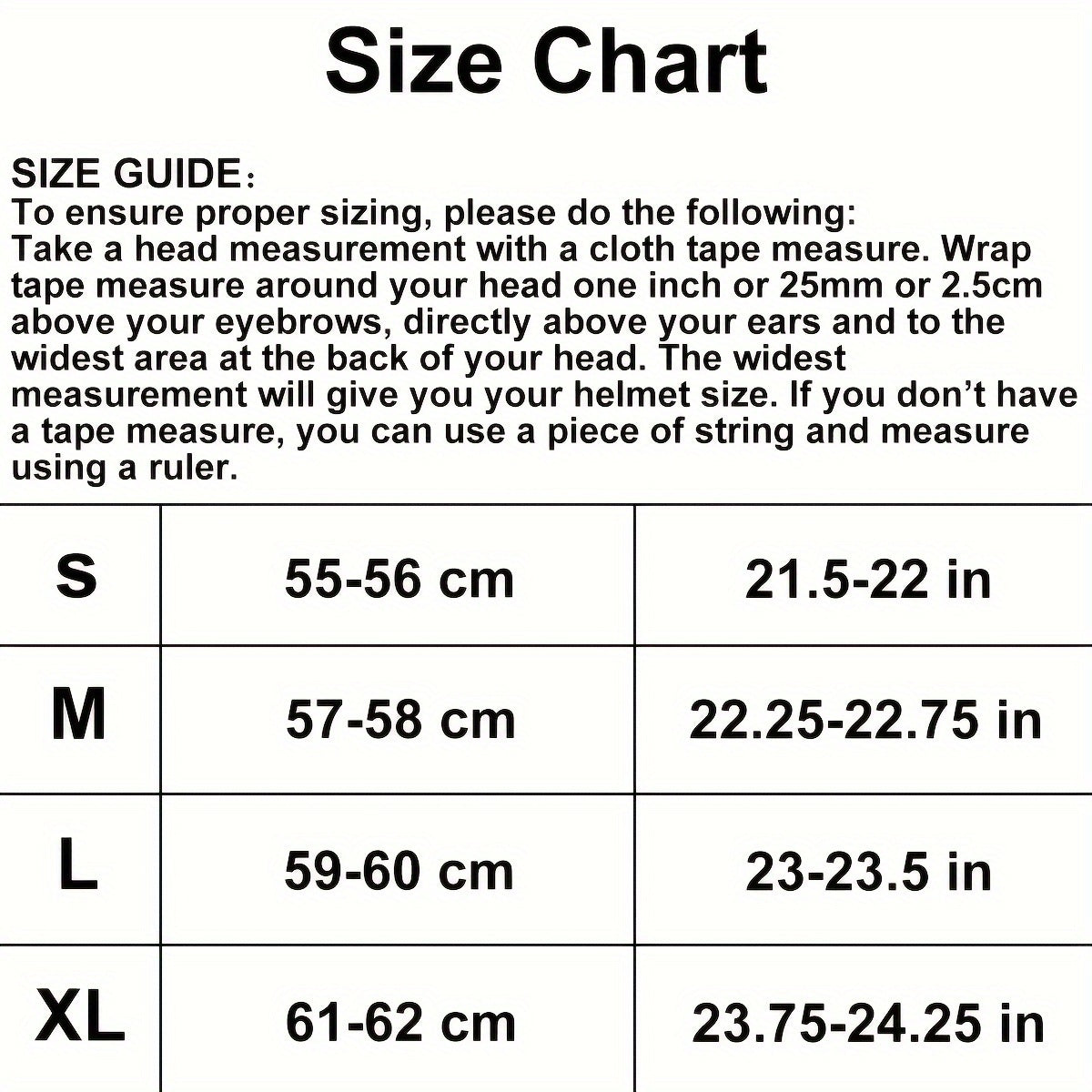Motorcycle Helmet TCMT Full-Face Black Shell with Clear Shield, S-XL Size Chart, Interior Padding and Rear Vents