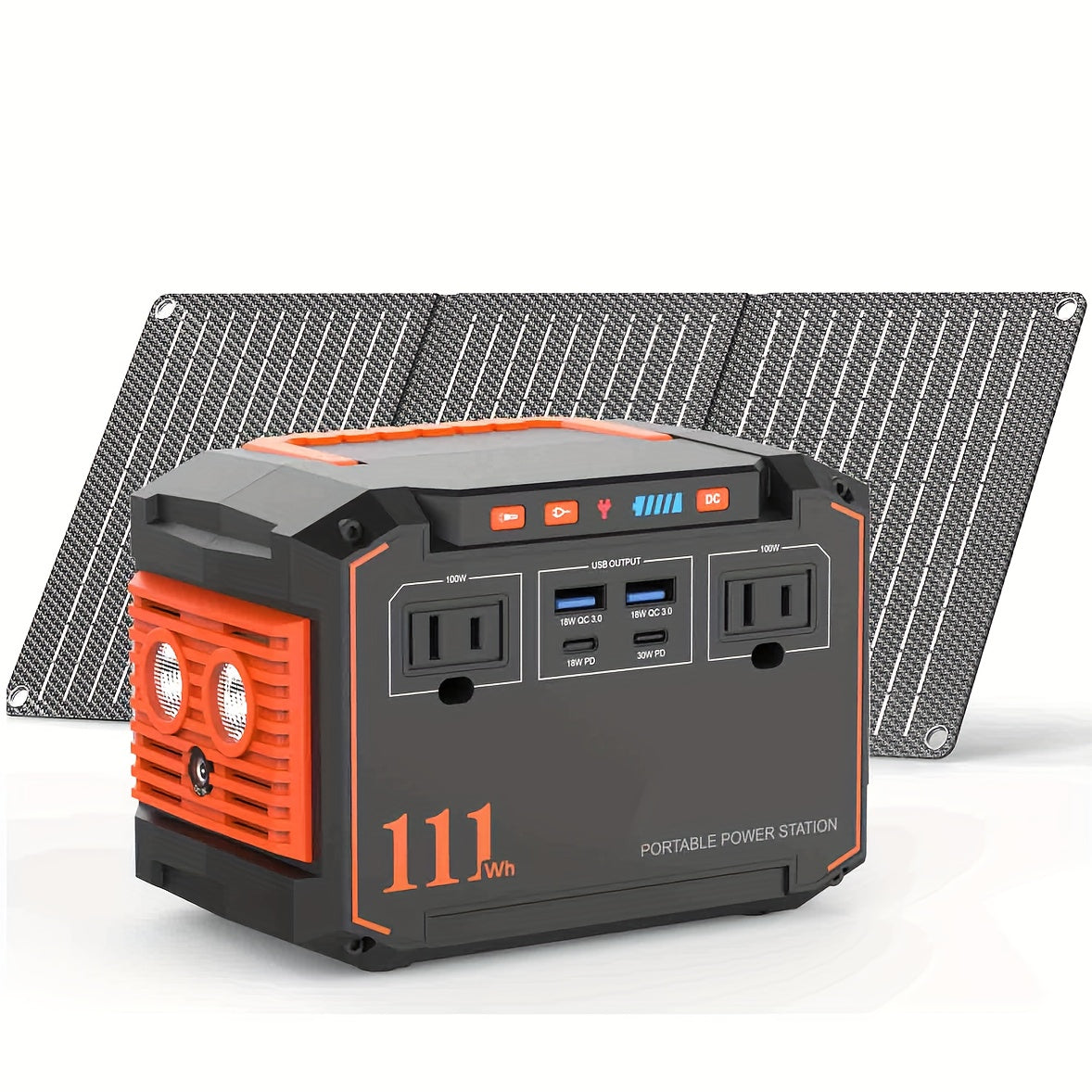 Portable Power Station 88.8Wh or 111Wh with AC, USB-C, USB-A and Optional 30W Solar Panel for Camping