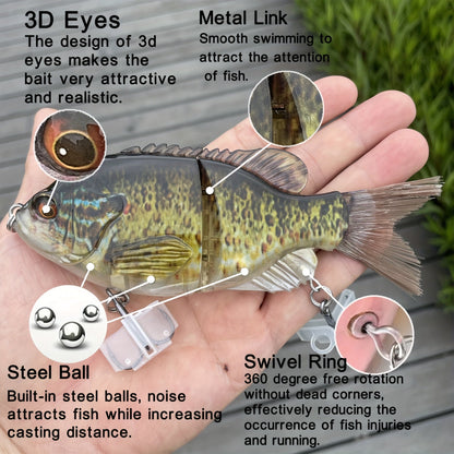 Realistic Hard Fishing Lure 14.5cm Transparent Green Blue Body Large Eyes Sharp Hooks Natural Pattern for Bass Pike Trout Beginners