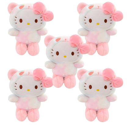 Sanrio Tie Dye Plush Set of 5, Kawaii Hello Kitty Kuromi My Melody Cinnamoroll Gudetama Stuffed Animals