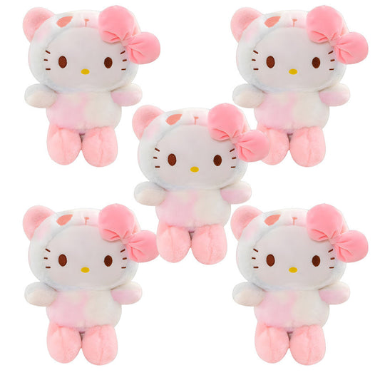 Sanrio Tie Dye Plush Set of 5, Kawaii Hello Kitty Kuromi My Melody Cinnamoroll Gudetama Stuffed Animals